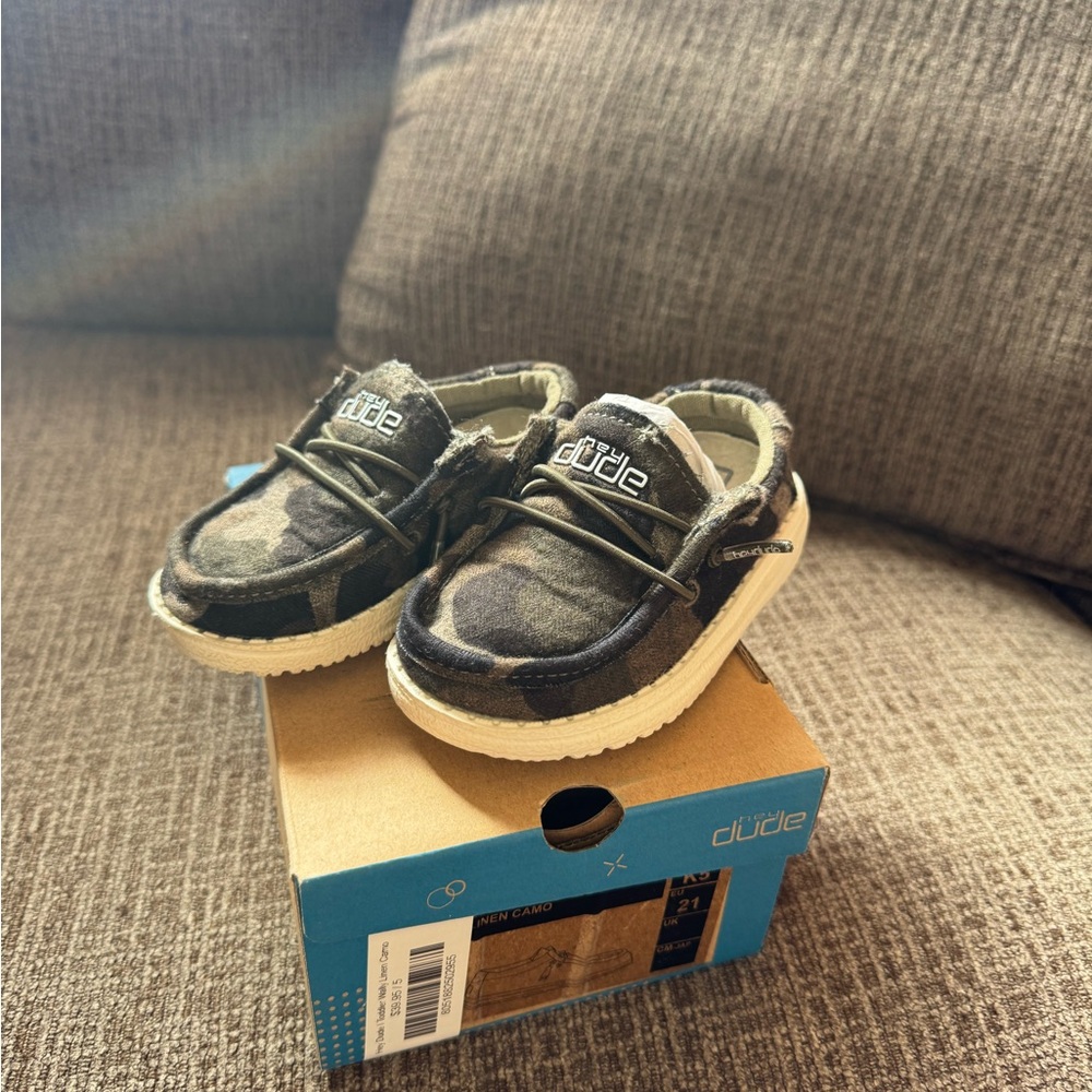 Hey Dude Kids Moccasins - Black and Gray Camouflage